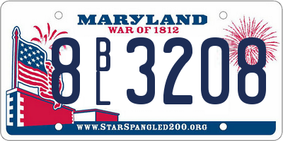 MD license plate 8BL3208