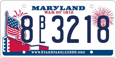 MD license plate 8BL3218