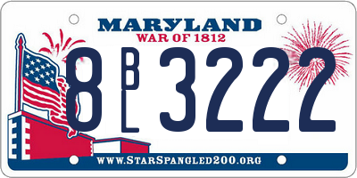 MD license plate 8BL3222