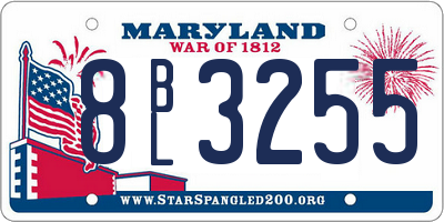 MD license plate 8BL3255