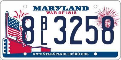 MD license plate 8BL3258