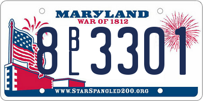 MD license plate 8BL3301