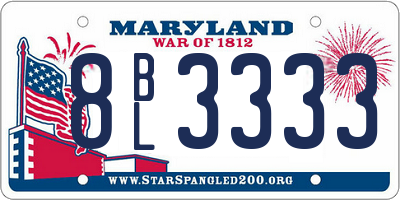 MD license plate 8BL3333