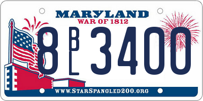 MD license plate 8BL3400