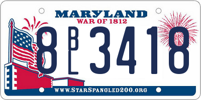 MD license plate 8BL3418