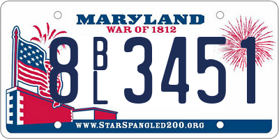 MD license plate 8BL3451