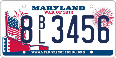 MD license plate 8BL3456