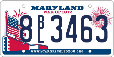 MD license plate 8BL3463