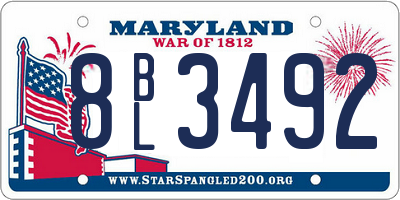 MD license plate 8BL3492