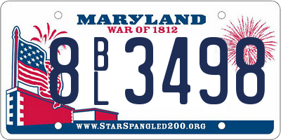 MD license plate 8BL3498