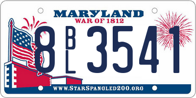 MD license plate 8BL3541
