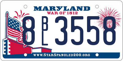 MD license plate 8BL3558