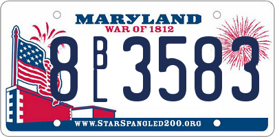 MD license plate 8BL3583