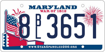 MD license plate 8BL3651
