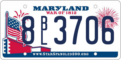 MD license plate 8BL3706