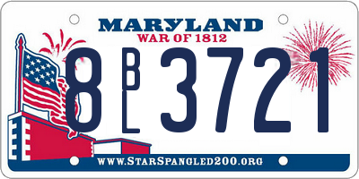 MD license plate 8BL3721