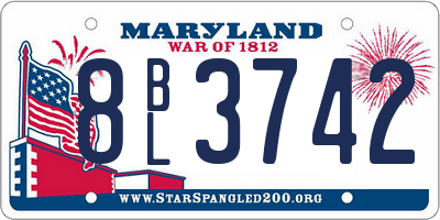 MD license plate 8BL3742