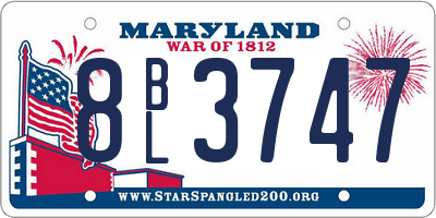 MD license plate 8BL3747