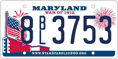 MD license plate 8BL3753