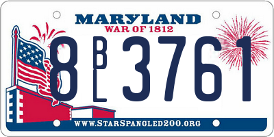 MD license plate 8BL3761