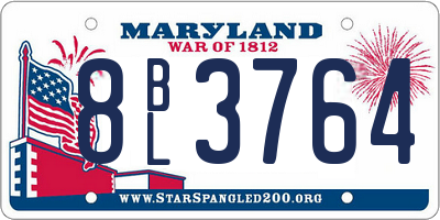MD license plate 8BL3764