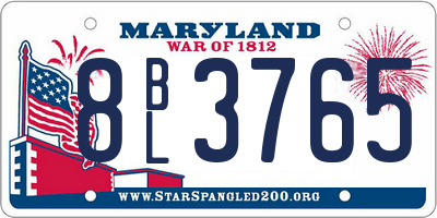MD license plate 8BL3765