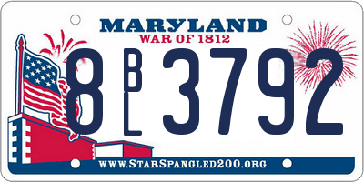 MD license plate 8BL3792
