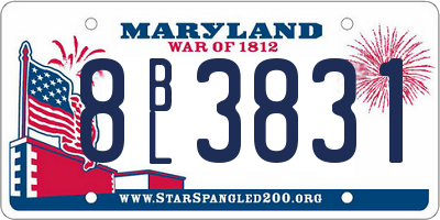 MD license plate 8BL3831