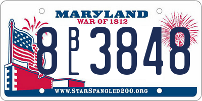 MD license plate 8BL3848