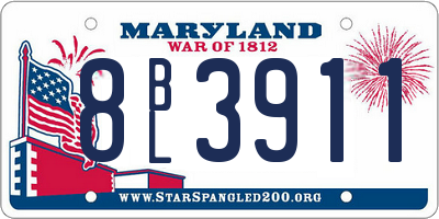 MD license plate 8BL3911