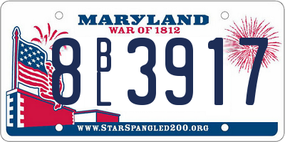 MD license plate 8BL3917