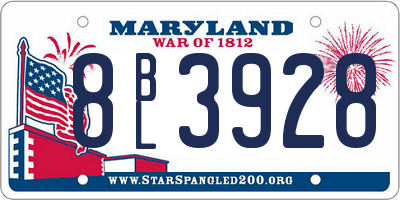 MD license plate 8BL3928