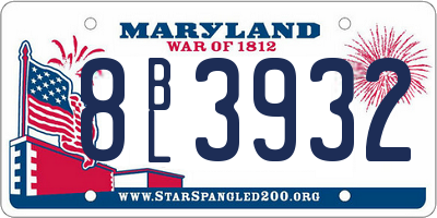 MD license plate 8BL3932