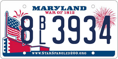 MD license plate 8BL3934