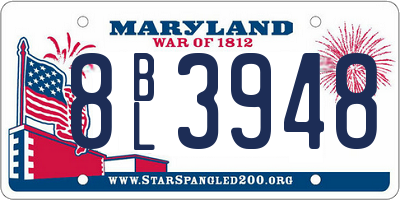 MD license plate 8BL3948