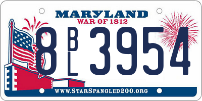 MD license plate 8BL3954