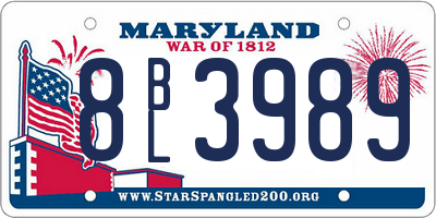 MD license plate 8BL3989