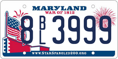 MD license plate 8BL3999