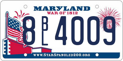MD license plate 8BL4009