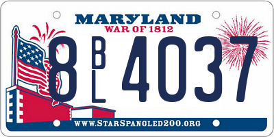 MD license plate 8BL4037