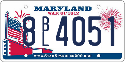 MD license plate 8BL4051