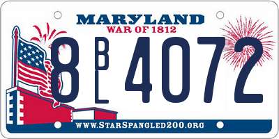 MD license plate 8BL4072