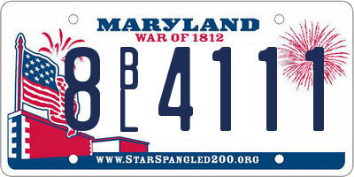 MD license plate 8BL4111