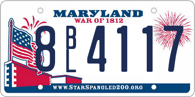 MD license plate 8BL4117
