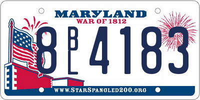 MD license plate 8BL4183