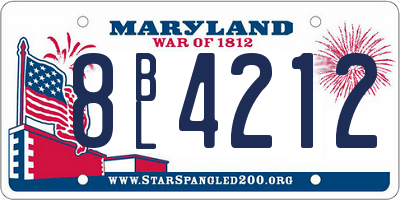 MD license plate 8BL4212