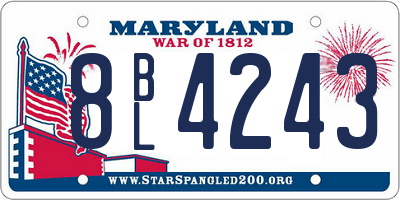 MD license plate 8BL4243