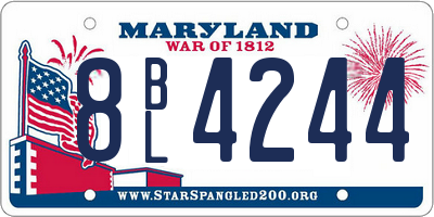MD license plate 8BL4244