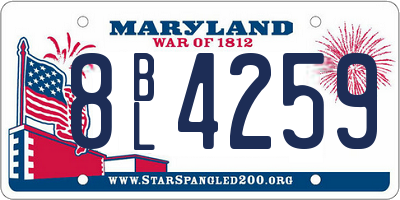 MD license plate 8BL4259