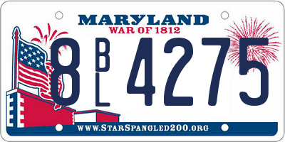 MD license plate 8BL4275